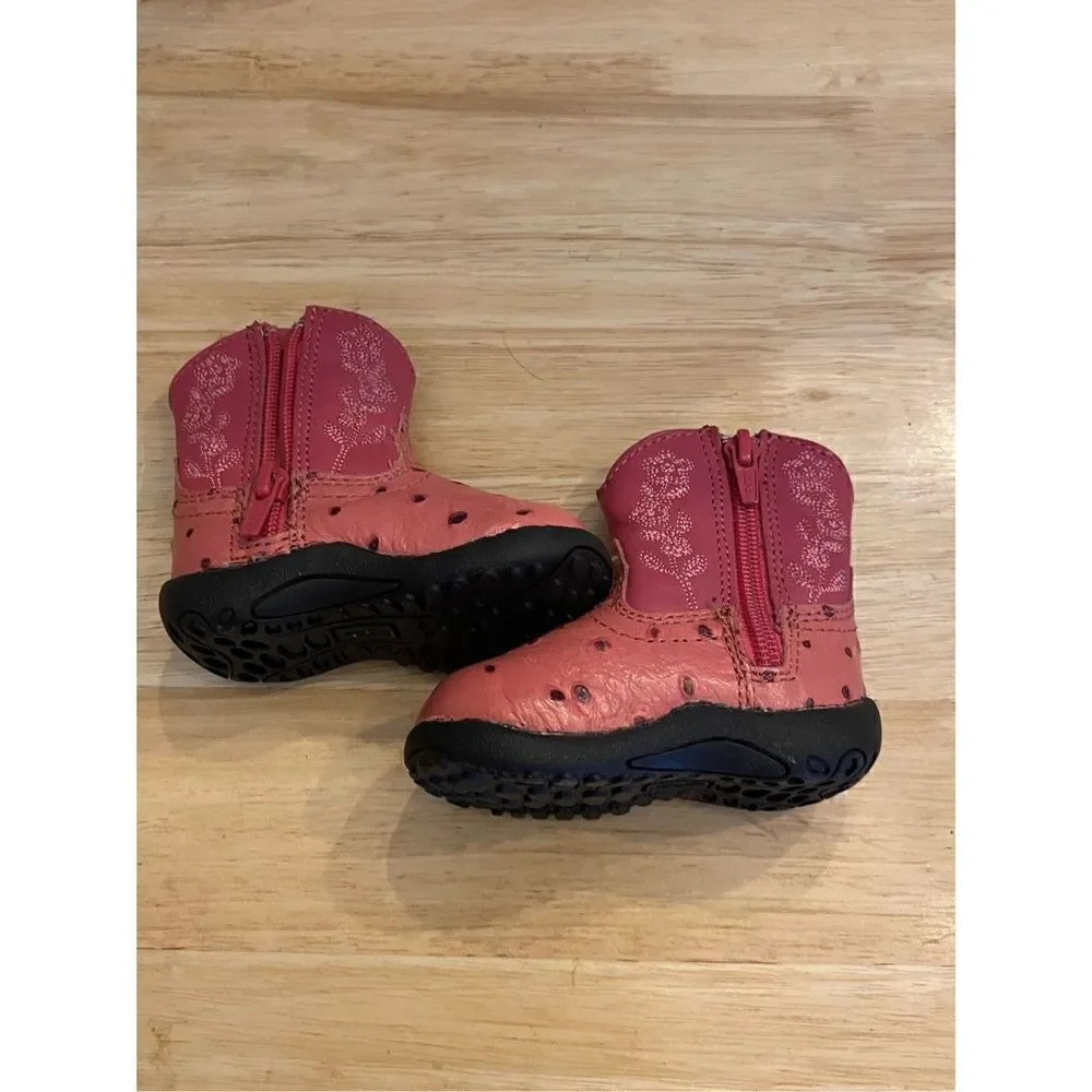 ✅Roper pink leather western boots for baby Sz 2